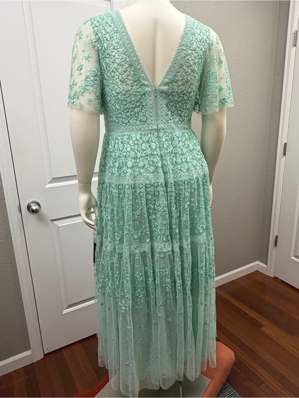 Needle & Thread Mint Green/Aqua Embroidered Lace Maxi Dress - Size 16 NWT - Picture 5 of 11